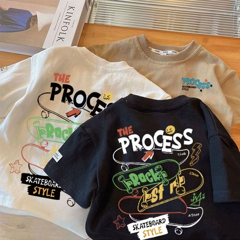 100%纯棉短袖t恤夏装中小宝宝薄款洋气上衣男孩2025新款儿童童装