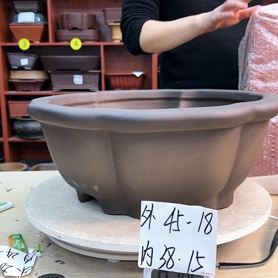 红陶滁****场紫砂花盆里放上