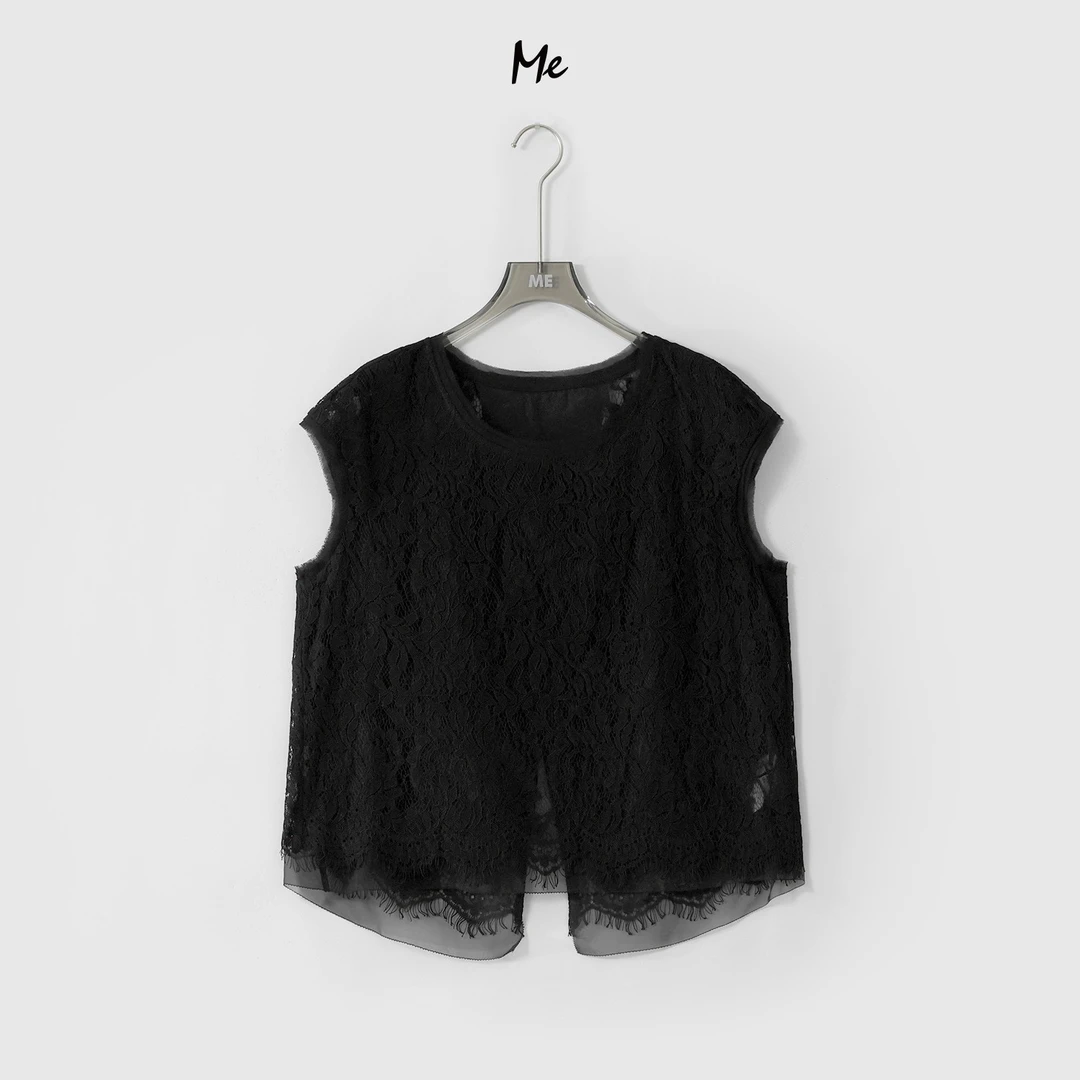 ME【情人岛】蕾丝面料纯欲慵懒透气显瘦百搭时尚休闲上衣MESS4773