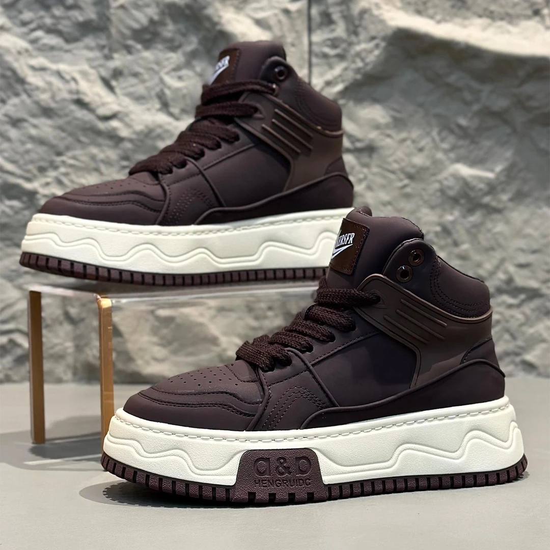 【 WOH ！官方正品 】男鞋冬款2025新款真皮高帮板鞋冬季加绒鞋增高