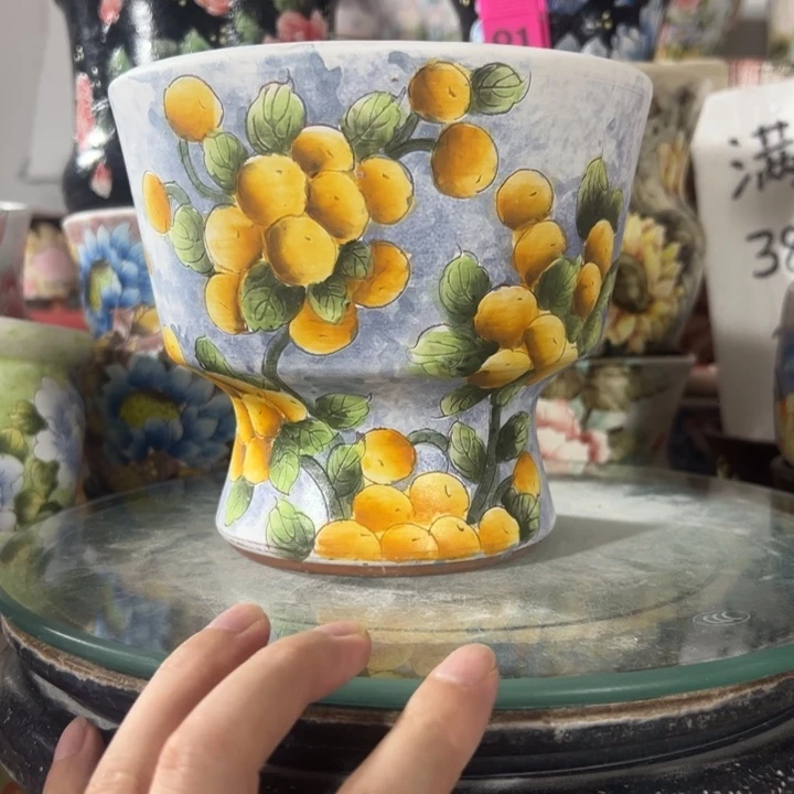 景德镇手绘花盆满38包邮偏远地区除外