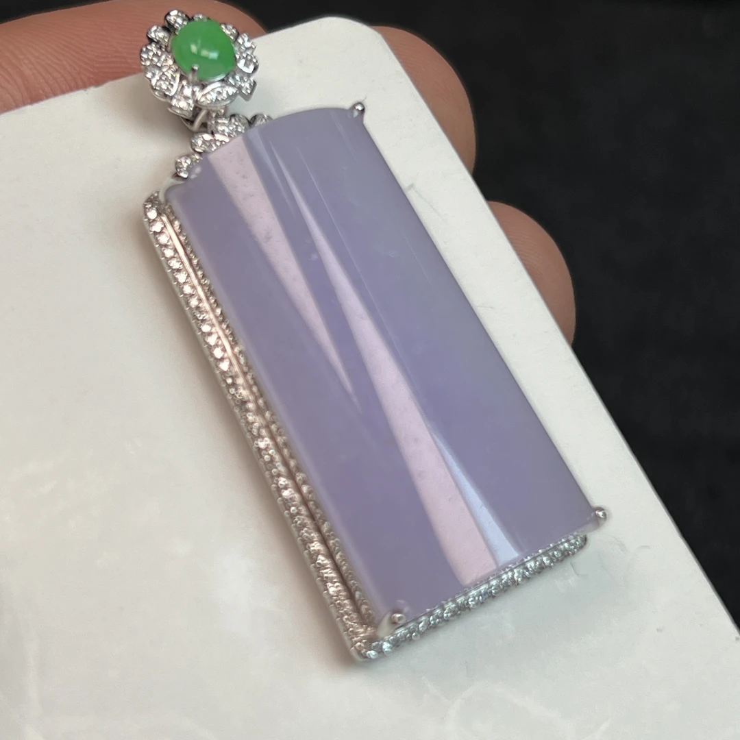 紫无事牌x821翡翠吊坠18k金镶嵌尺寸44.1/18.1/10