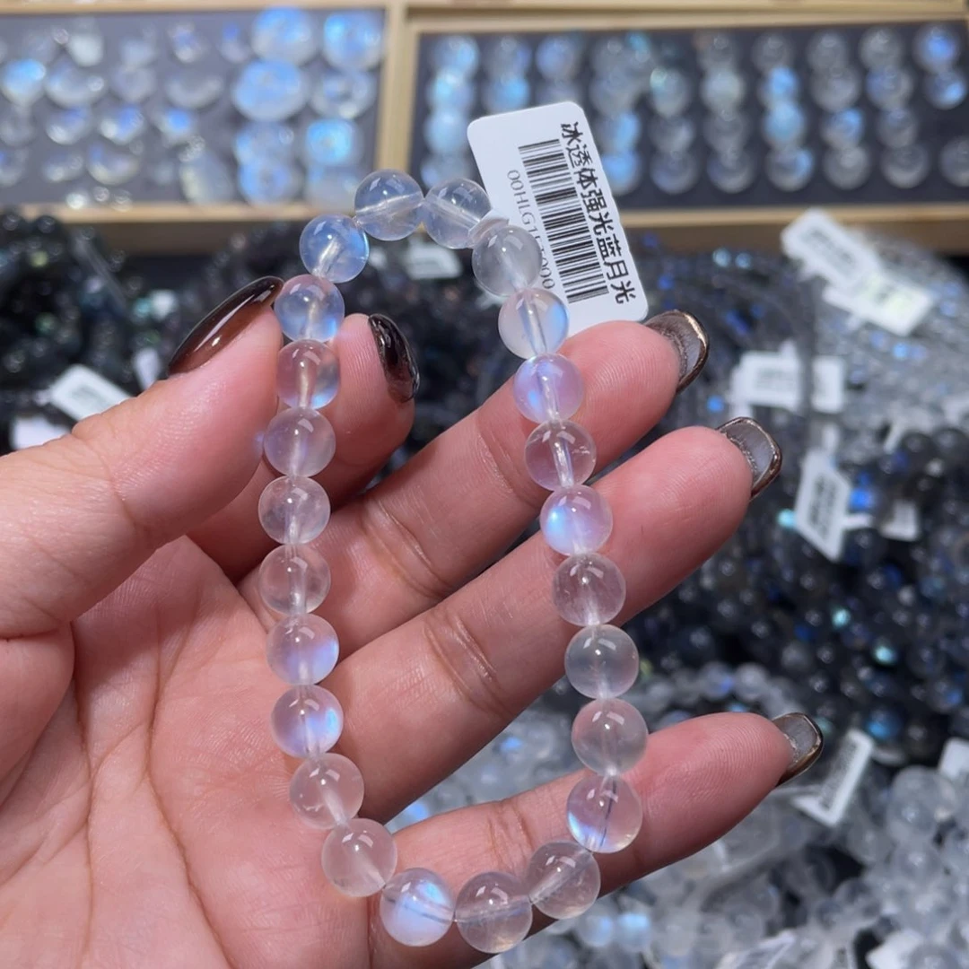 月光石手链未镶嵌星*漩蓝月光手链8mm