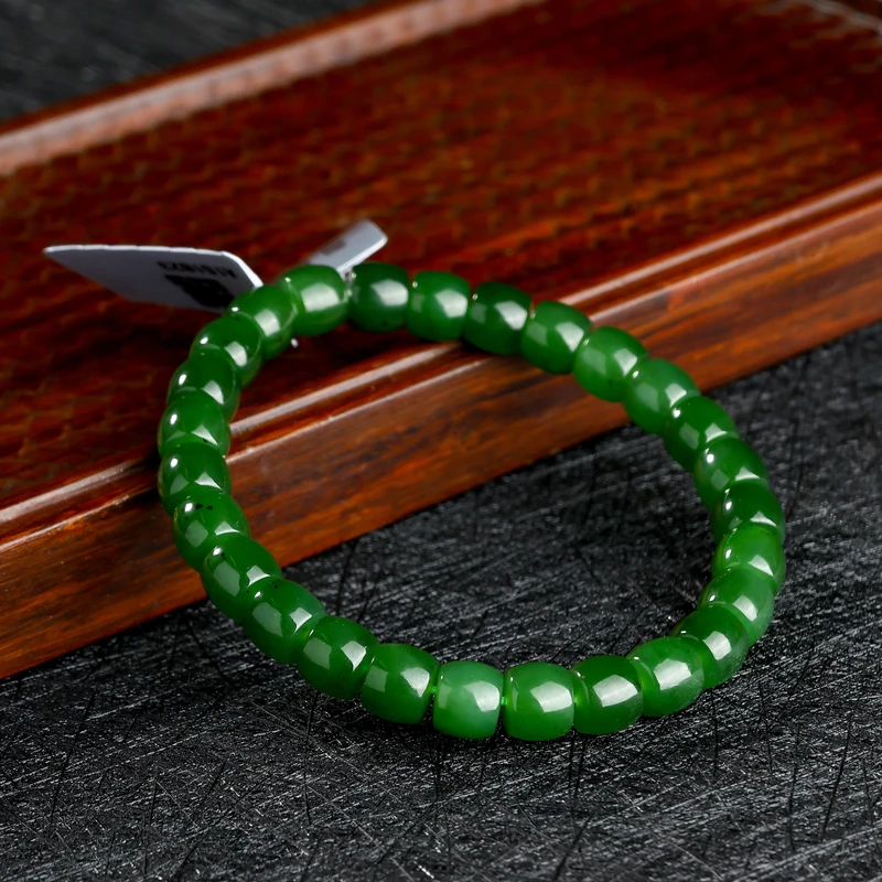 新品KJ-A1S1823和田玉碧玉手串老型珠直切手串约7mm+时尚百搭手串