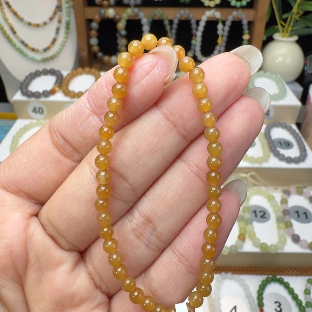 和田玉未镶嵌手串卡4黄金糖微包容