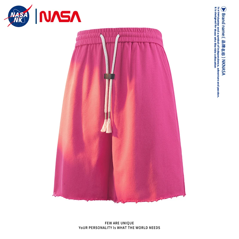 NASA联名夏季潮牌运动短裤男士宽松直筒纯色百搭情侣五分裤子裤衩