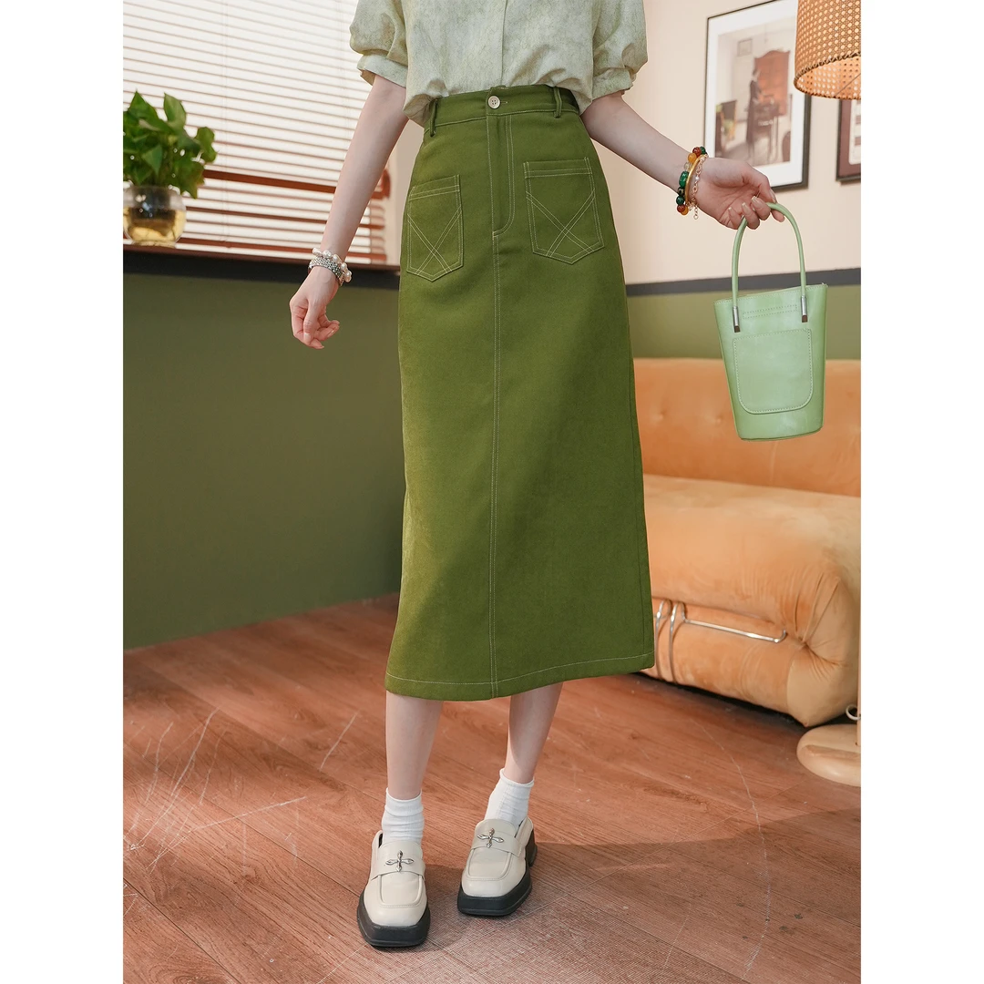 余紫绮【南瓜百合】纯色律动莫兰迪半身裙女高腰裙子ZS052480