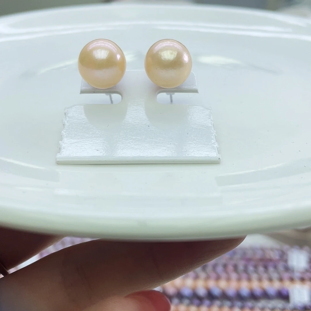 银S925镶嵌淡水珍珠耳饰