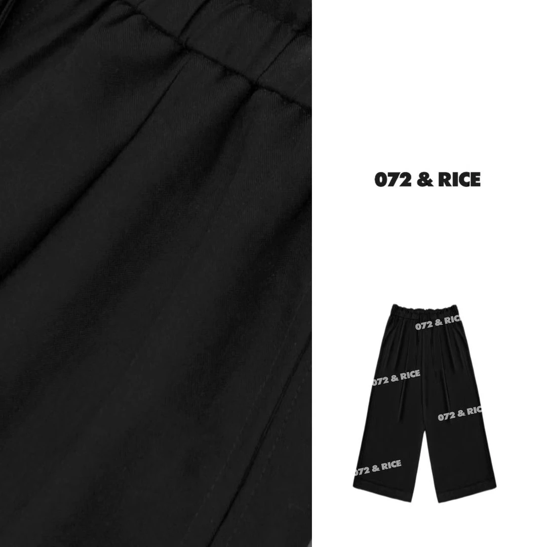 072 & RICE【漫游裤】亚麻 夏季休闲橡筋腰大摆裤 32LK78