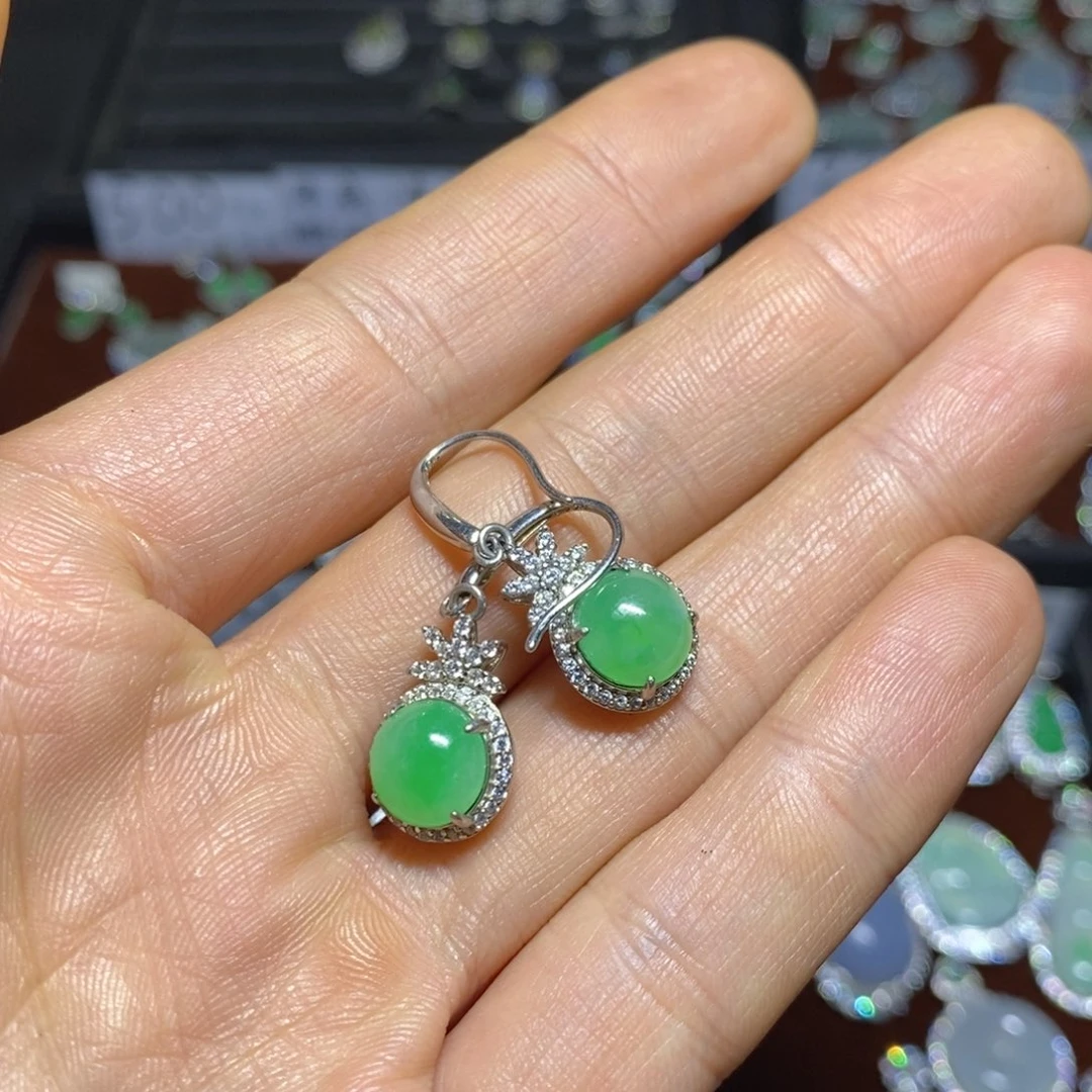 翡翠耳饰银S925镶嵌砥***¥