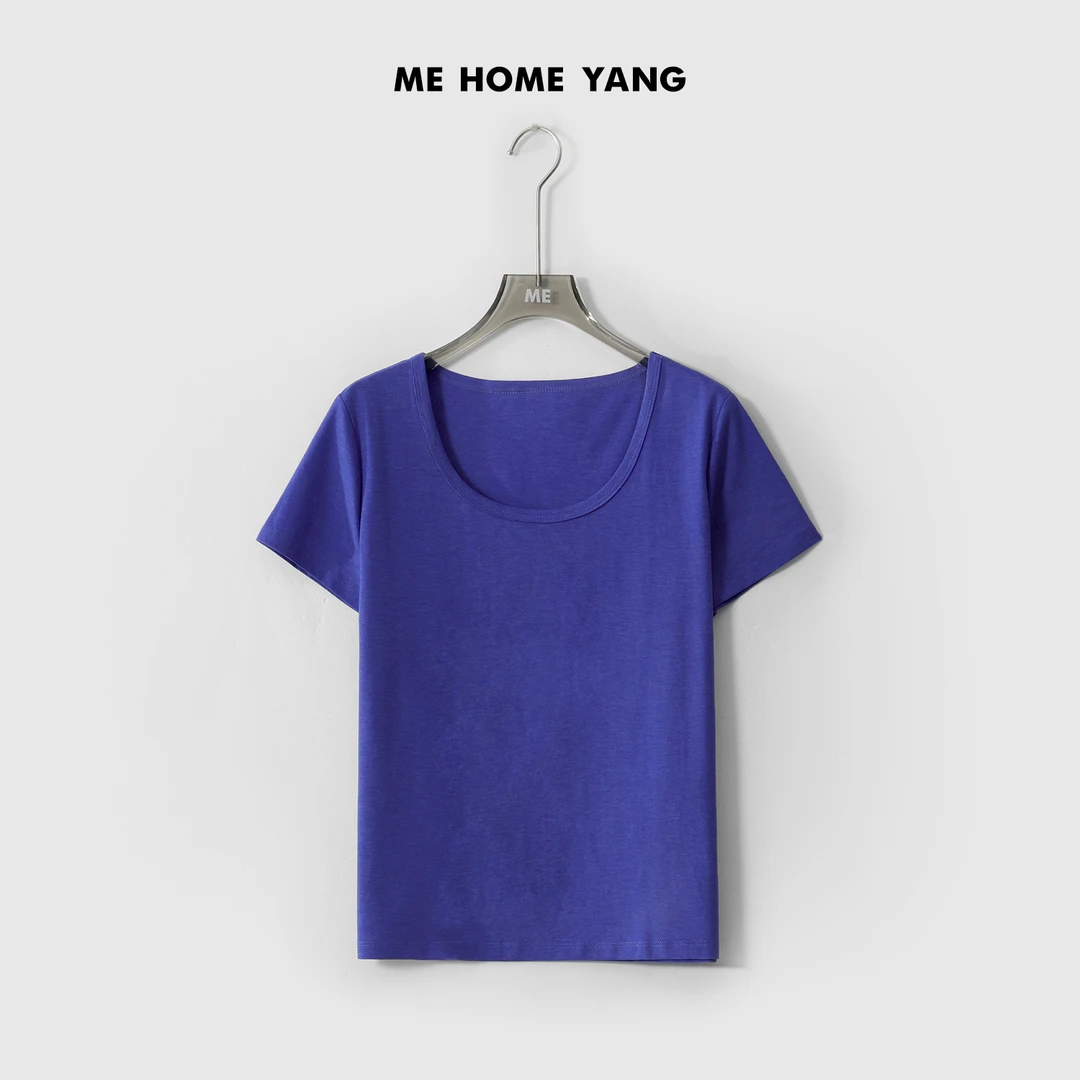 ME【冰肤U领T】桑蚕丝醋纤混纺冰柔感显瘦舒适百搭短袖T恤MESS3254