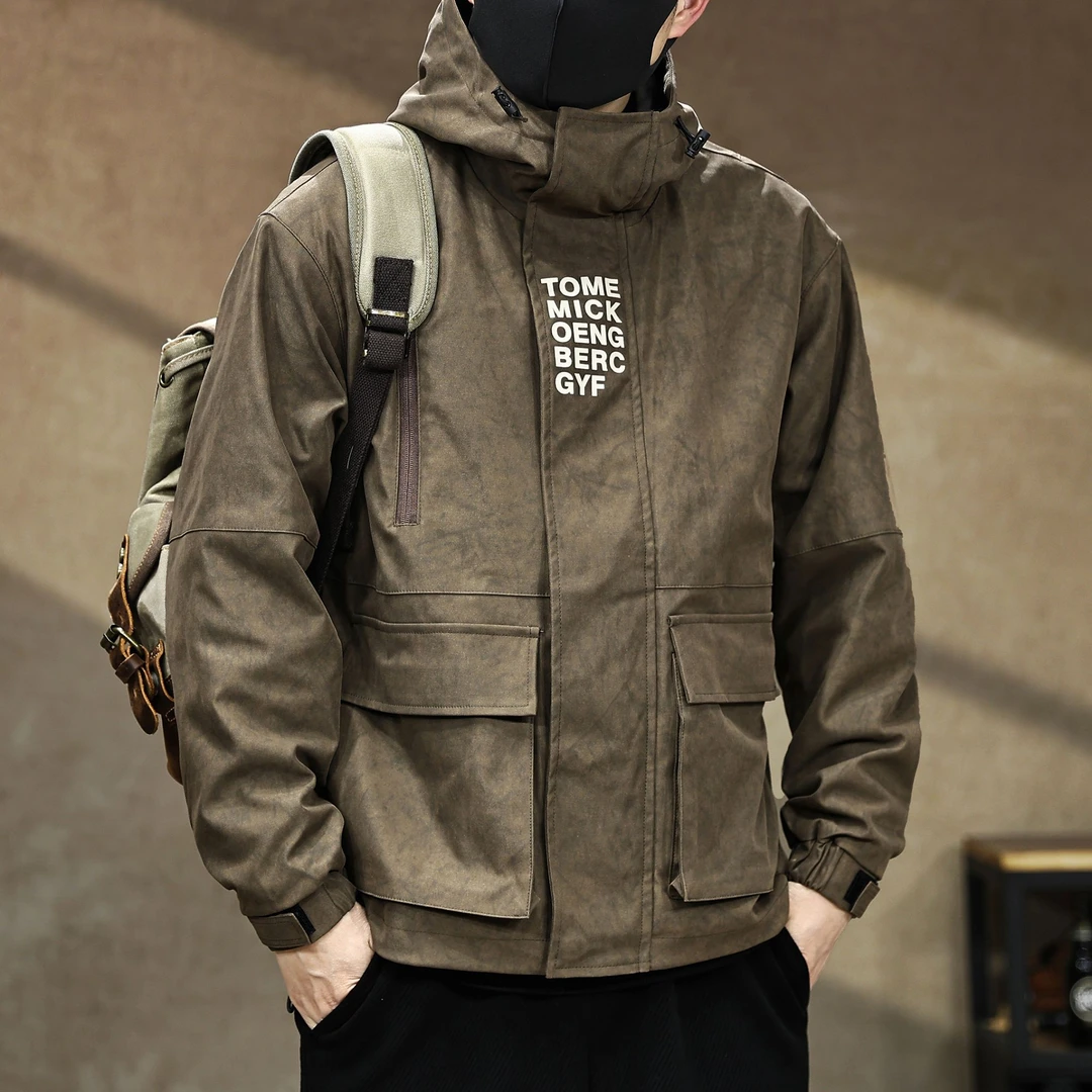 美式复古工装夹克男士加绒外套冬季2026新款加厚棉服宽松连帽棉衣