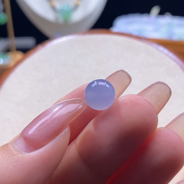 翡翠未镶嵌颈饰翡翠冰蓝紫圆珠