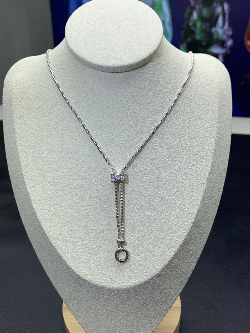 坠链均925银锆石 气质S925银锆石双向调节毛衣伸缩一体链男女通用