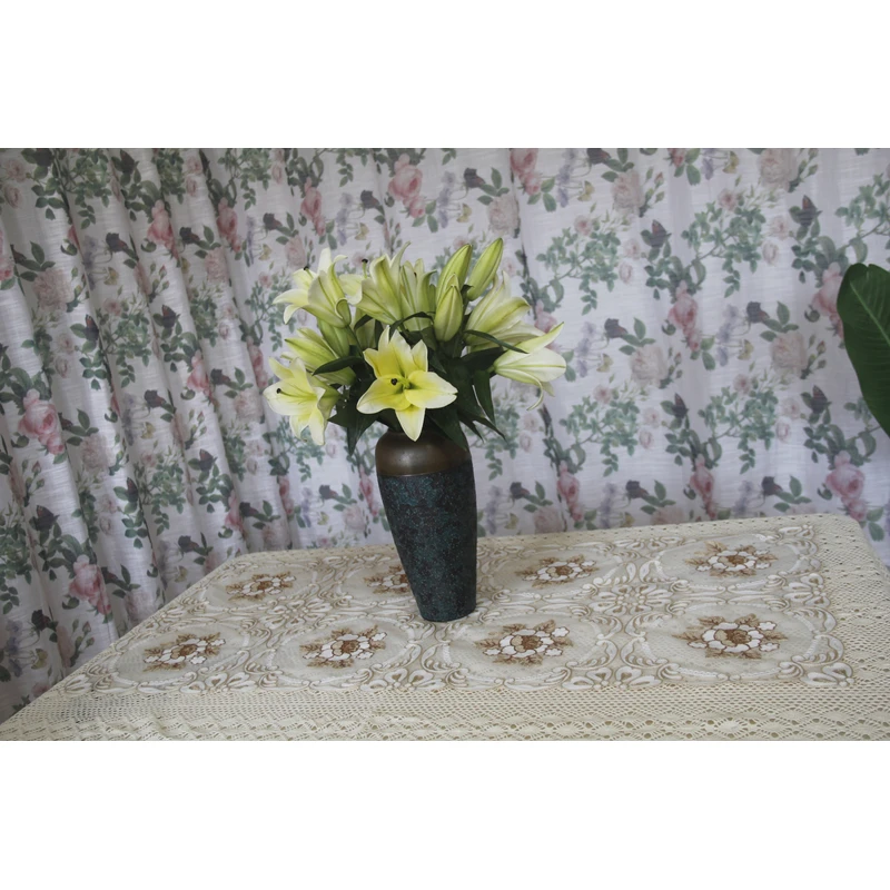 ZN023-48玻璃纱【60*115】 金牡丹毛巾绣桌布茶几布多功能盖巾