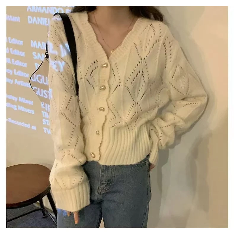 1971 毛衣开衫外套女短款早秋2024法式复古针织爆款上衣显瘦外套