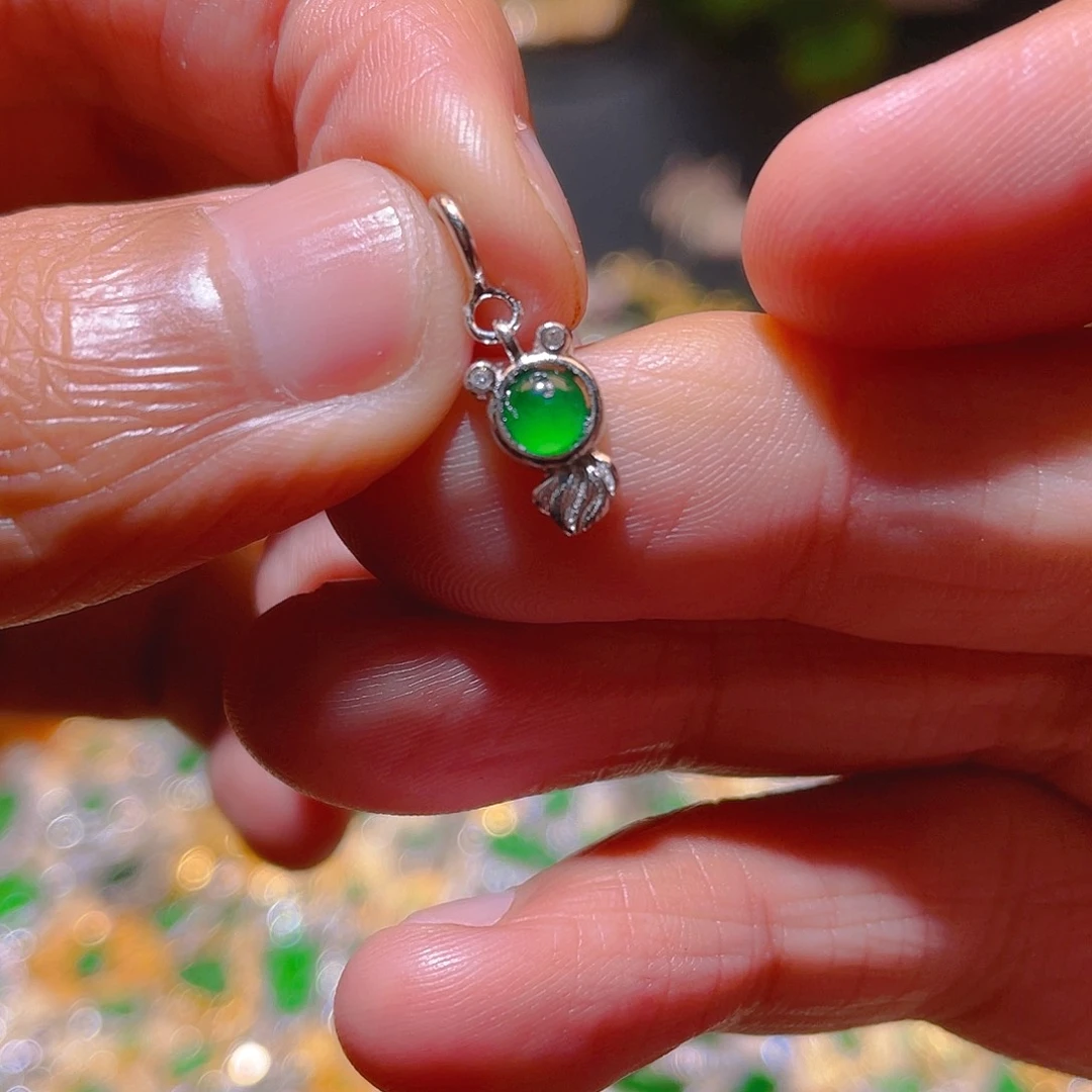 翡翠吊坠(不含链)银S925镶嵌