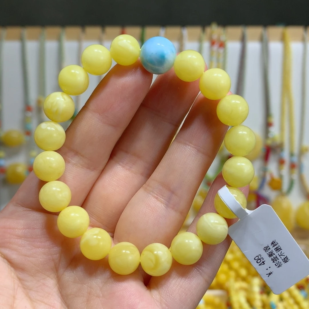 未镶嵌蜜蜡手链田*田9.3m m