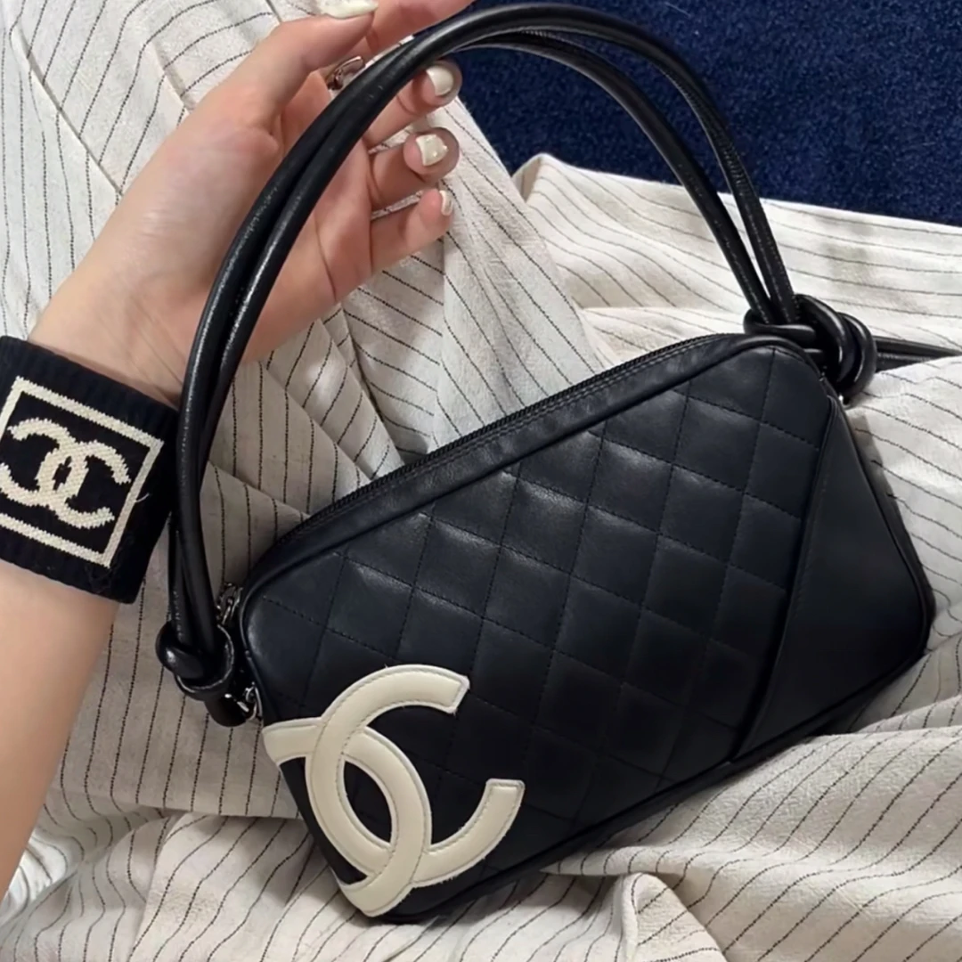 95新 Chanel/香奈儿  黑白康鹏麻将包 21cm 17533263