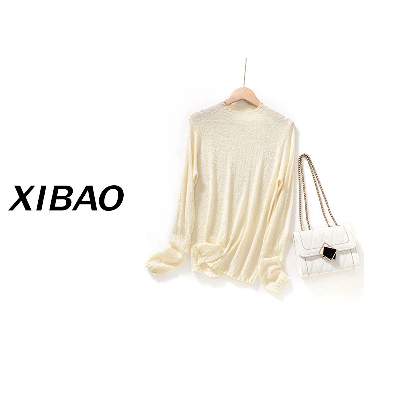9【蚕丝羊毛】女士半高领修身简约百搭毛衣针织衫KSM310