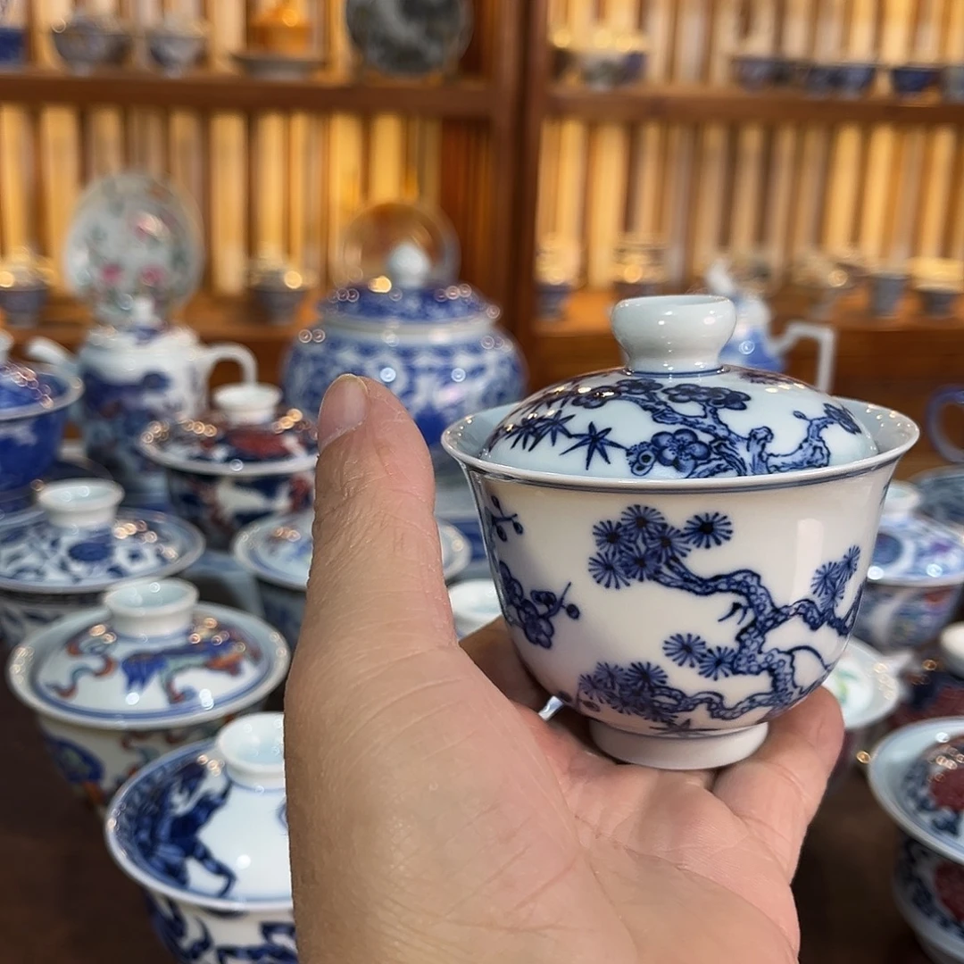 錡镇堂手工手绘盖碗