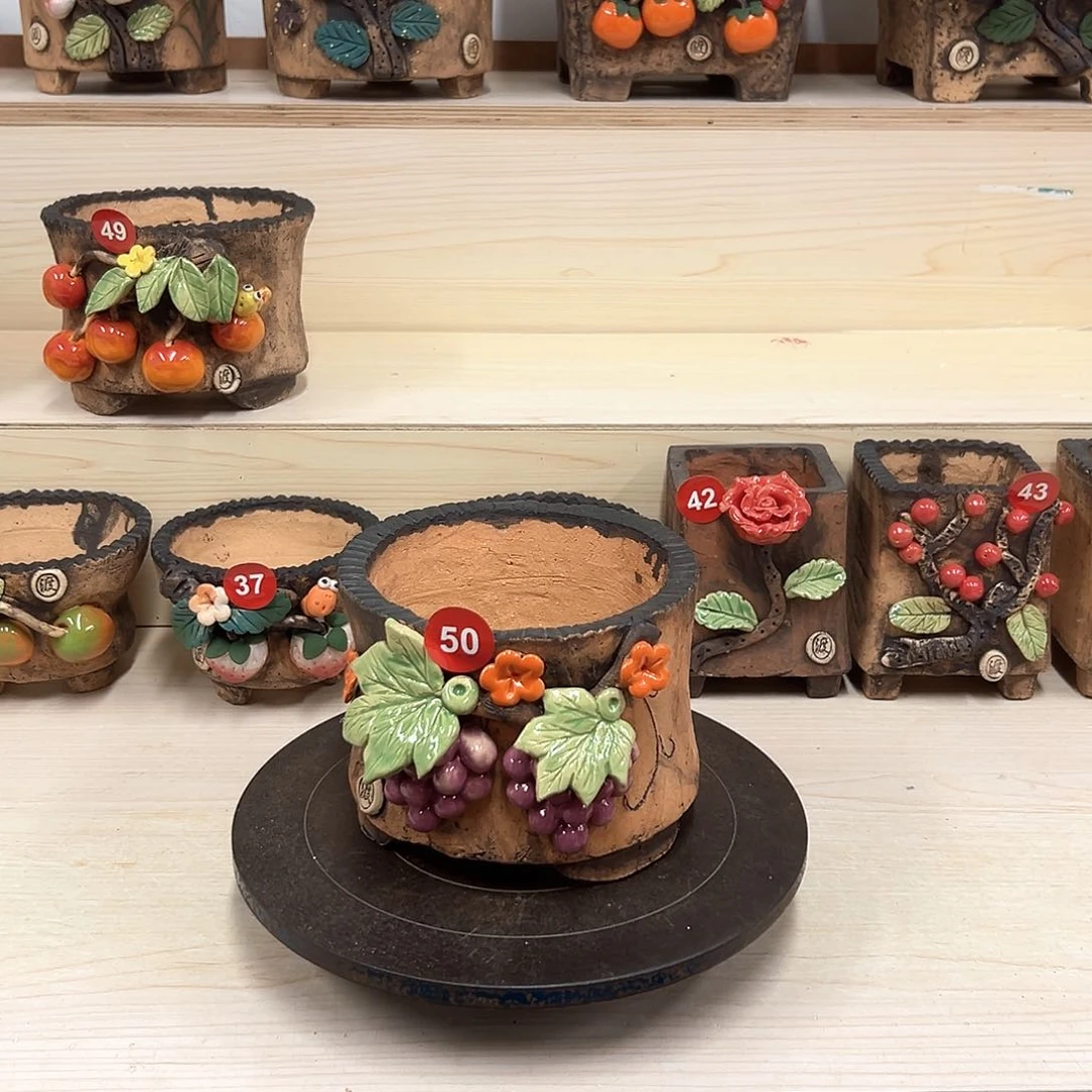 紫砂花盆50号内口15×14.5外高12