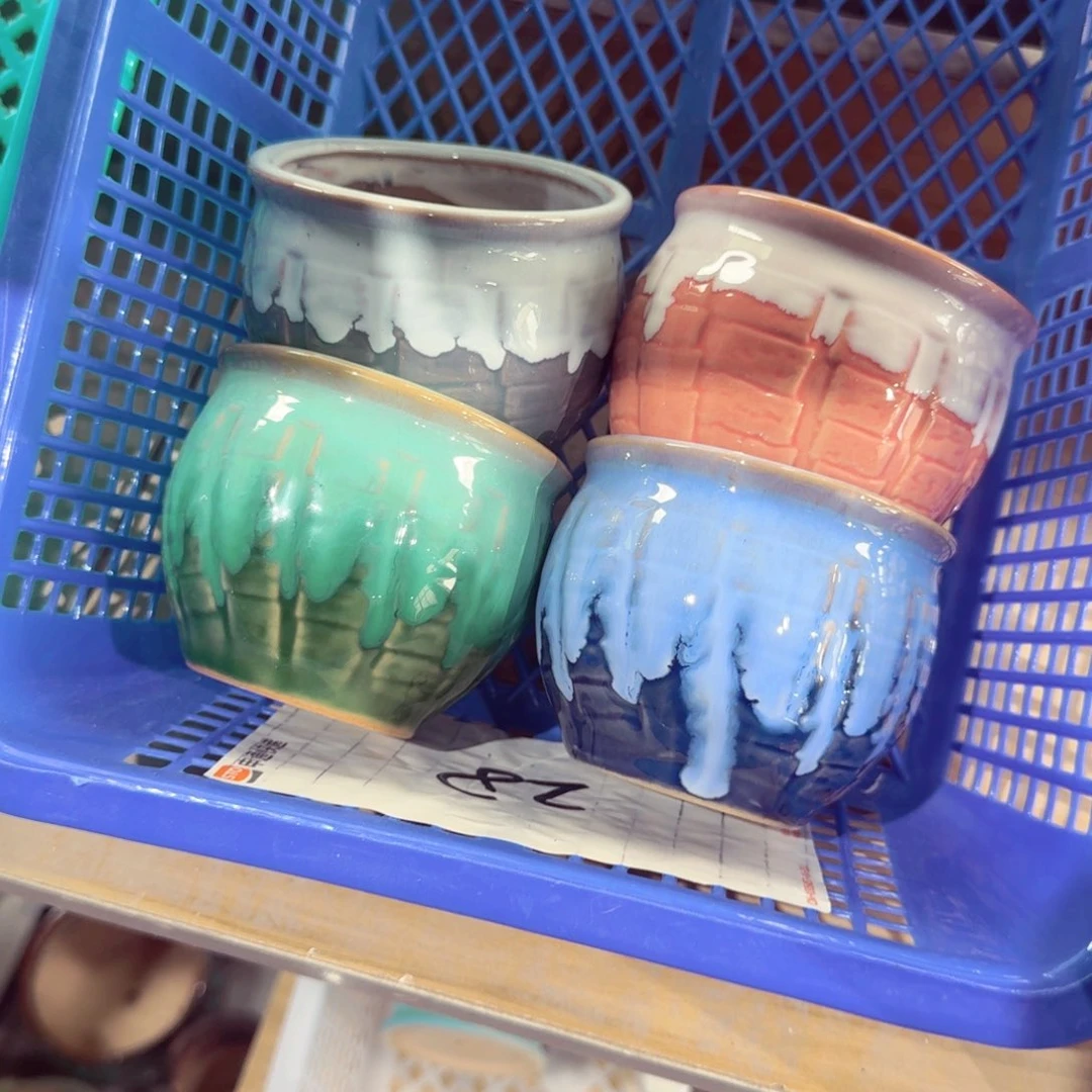 紫砂花盆粗陶绿醋