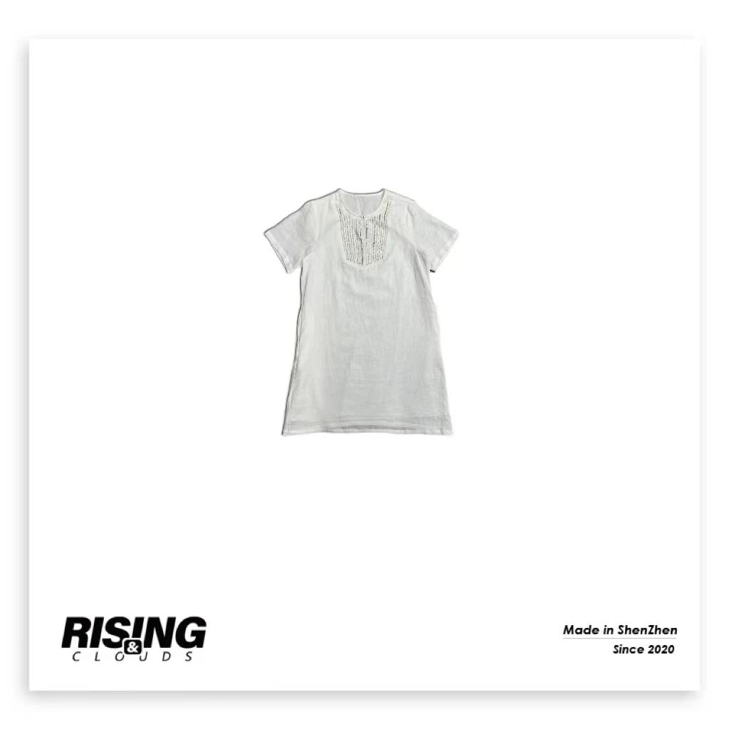 【亚麻美学】南油夏季重工钉珠亚麻连衣裙 060301GT