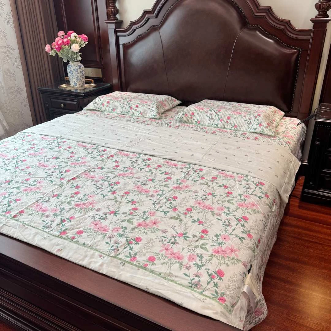 小茹家居   新款复古小清新碎花款双面精梳棉床盖四件套