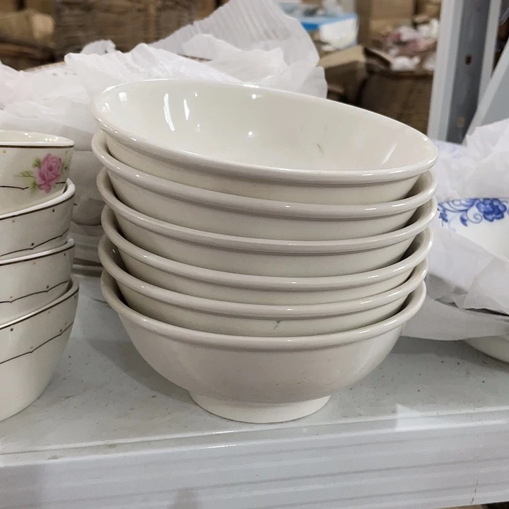 瓷片强化瓷高足碗6个 微瑕疵 口径16厘米