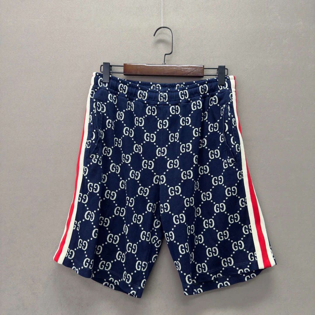 99新 GUCCI/古驰 侧边撞色条纹提花满印休闲短裤cl01093