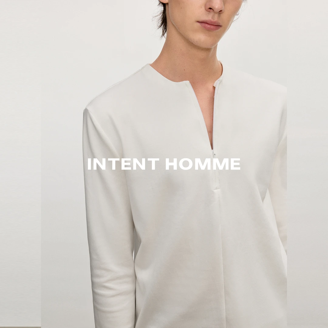 INTENT 无领弹力修身长袖打底/可机洗棉氨设计感中缝结构舒适百搭