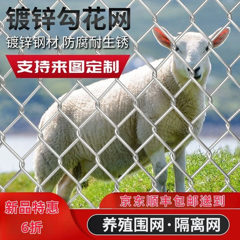 镀锌铁丝网围栏防护网勾花网钢丝网养殖羊牛猪栏网果园栅栏护栏网