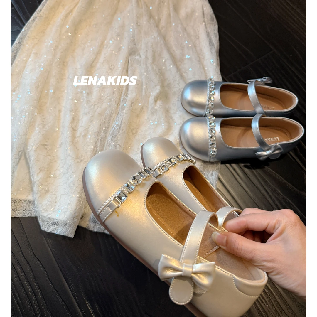 Lenakids【现货·闪闪带钻蝴蝶结小皮鞋】气质高定女宝25021902