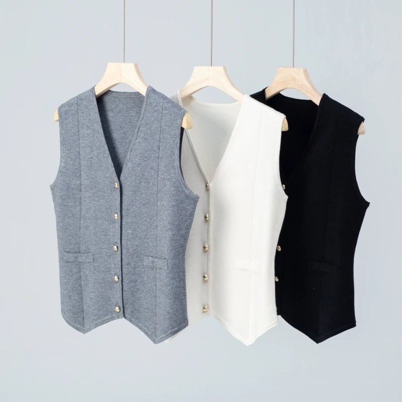 「可机洗马夹」无袖针织衫马甲女开衫2025年春夏季外搭背心小外套