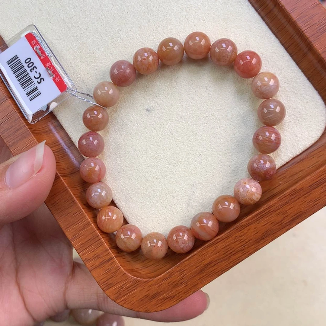 【闪购商品】颈饰未镶嵌硅化珊瑚（珊瑚玉）粉手串卡8