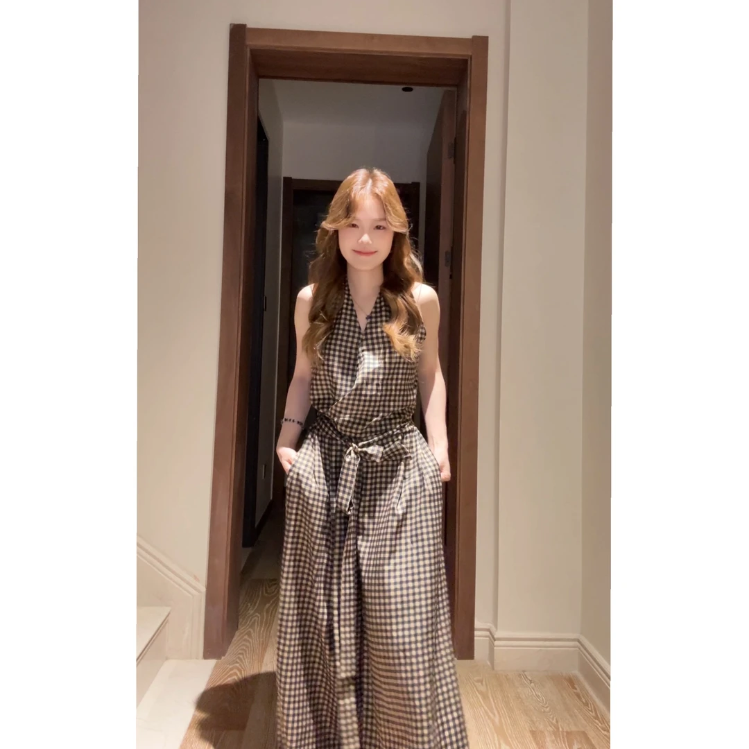 赫本风套装~ 高级感V领短上衣垂感高腰阔腿长裤气质两件套