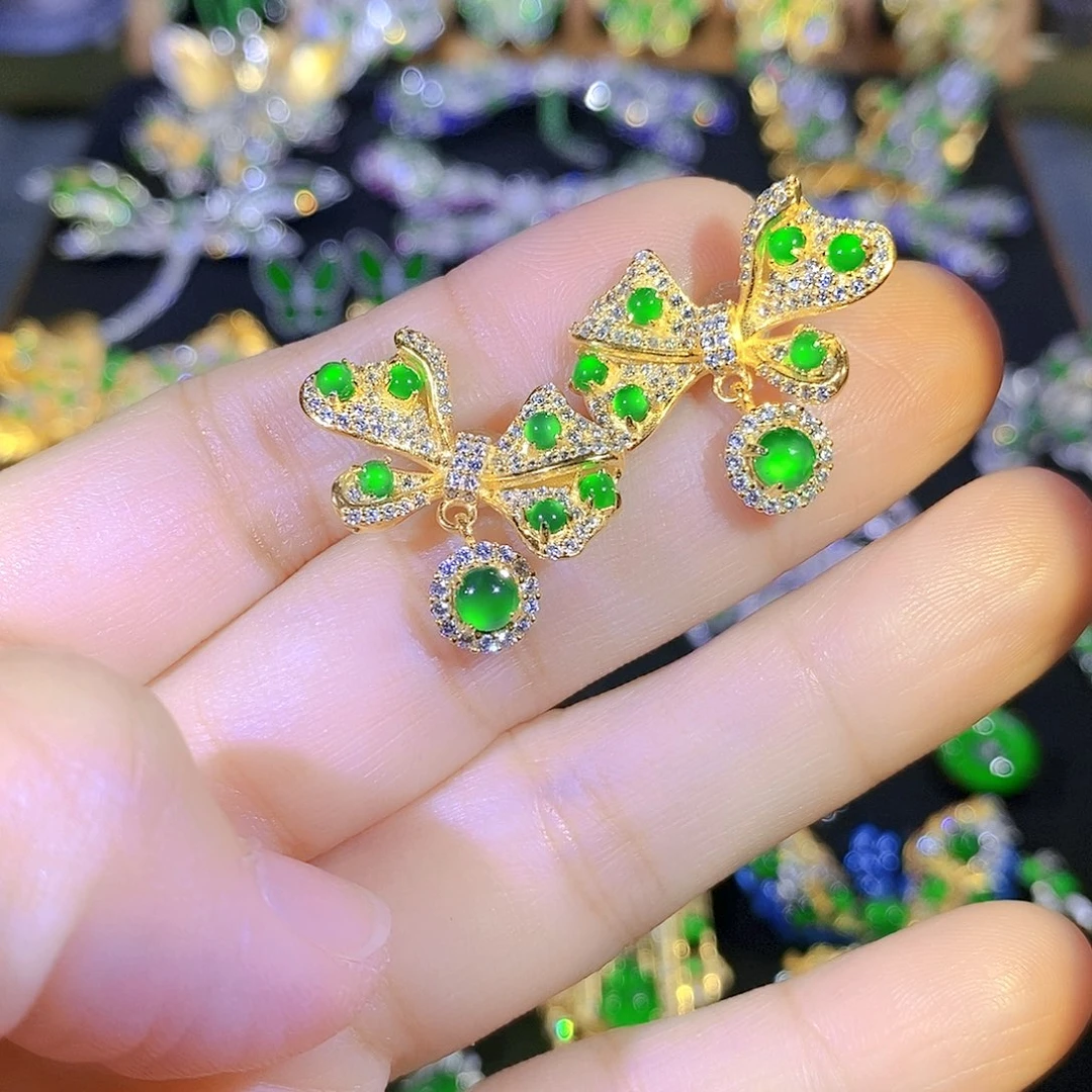 吊坠(不含链)银S925镶嵌翡翠