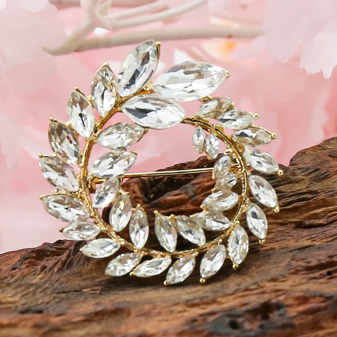 合金合成锆石胸针 3006简约麦穗胸针