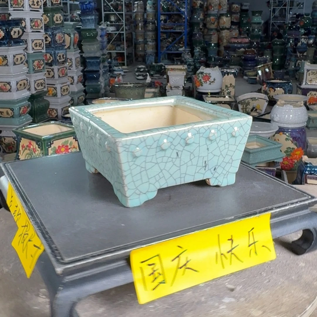 一风堂石湾花盆 内14*6瑕疵盆口变形
