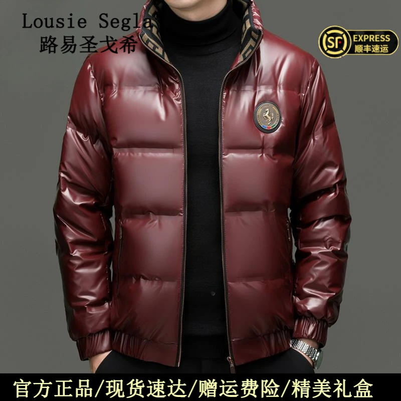 路易圣戈希冬季新款亮面免洗防水立领帅气羽绒服加厚加绒保暖外套