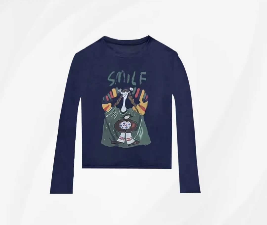 2025夏季冰感莱赛尔漫画涂鸦防晒衫T百搭宽松软糯慵懒防晒衫女