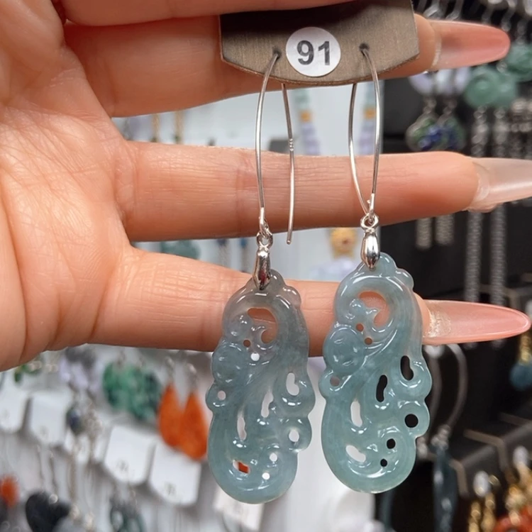 【闪购商品】翡翠耳饰银S925镶嵌耳饰