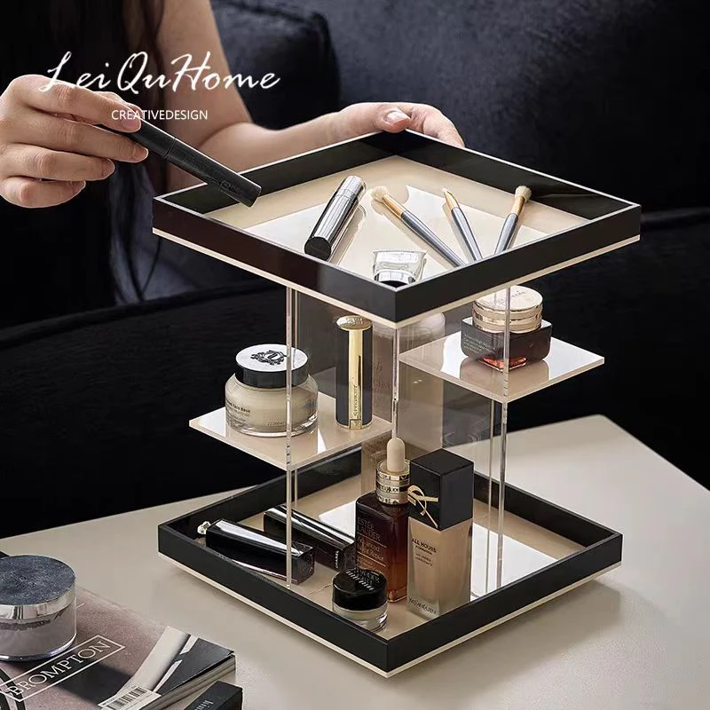 居家日用旋转亚克力化妆品置物架桌面首饰托盘香水护肤品梳妆台