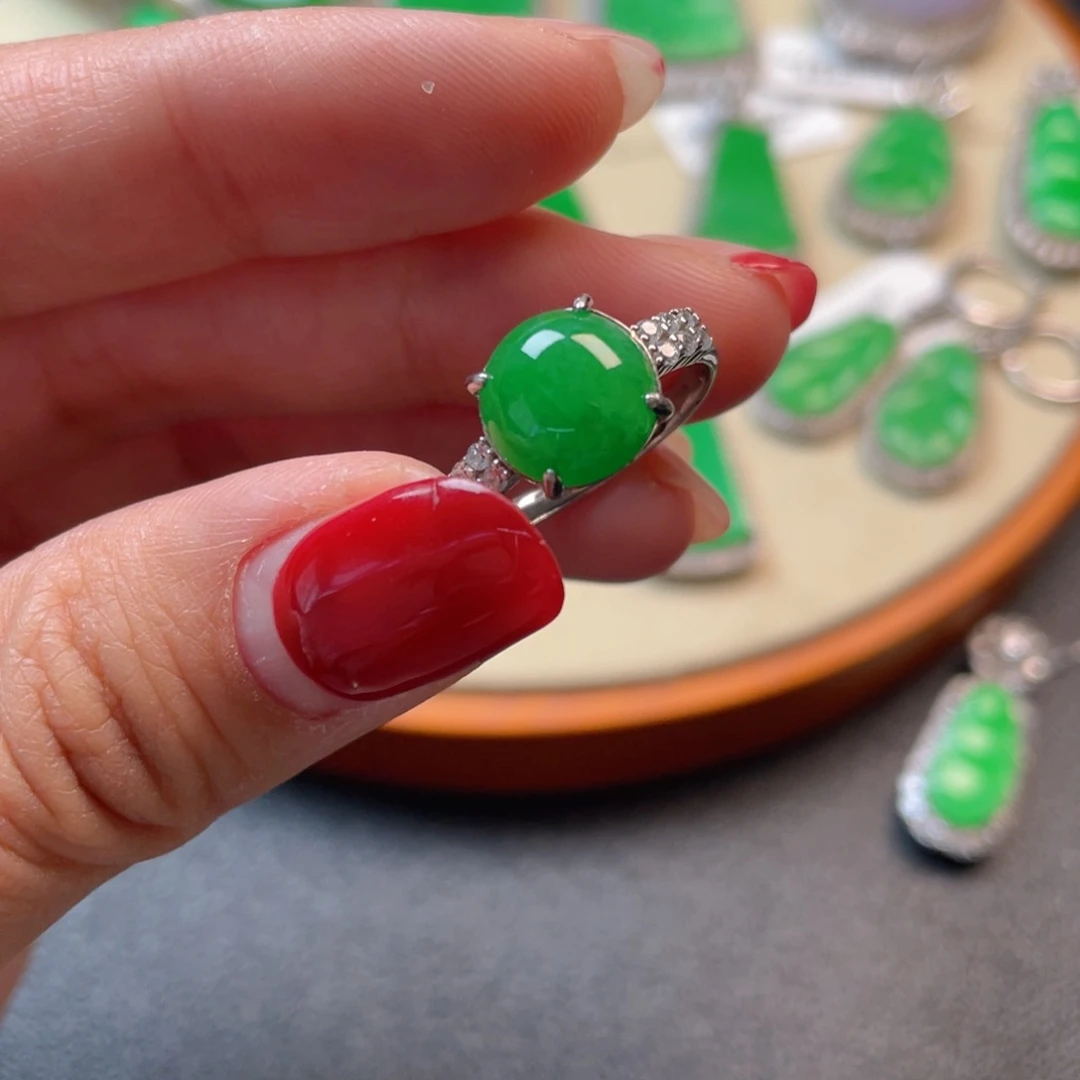 翡翠吊坠(不含链)银S925镶嵌戒指