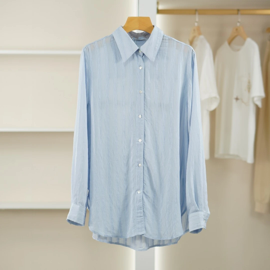 麦迪尚品【K】50428572 春季薄款休闲宽松衬衫上衣品牌撤柜