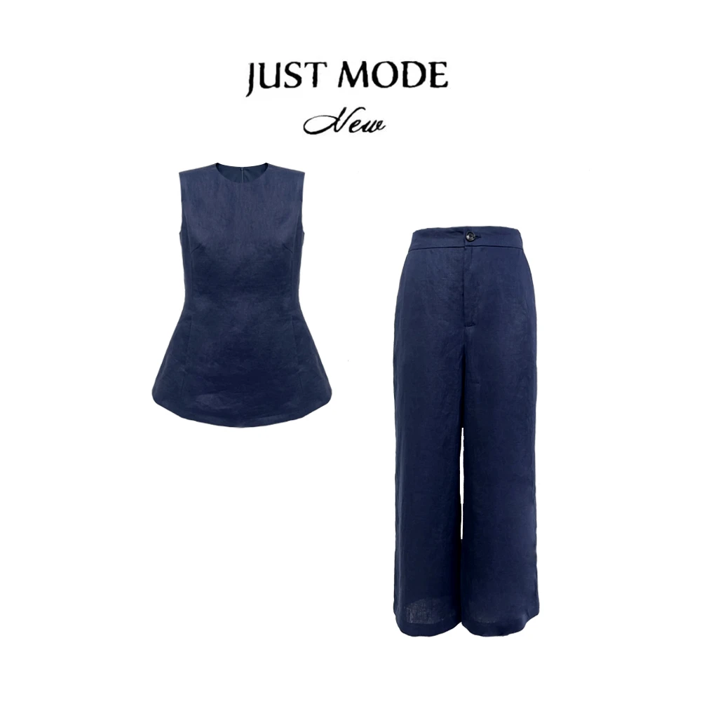 HY【舒适主义】春季新款简约轻奢亚麻套装女上衣+裤子两件套LJ011