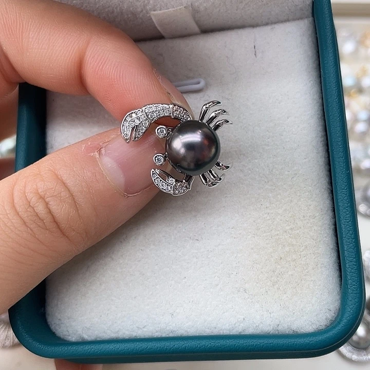 银S925镶嵌海水珍珠吊坠(不含链)