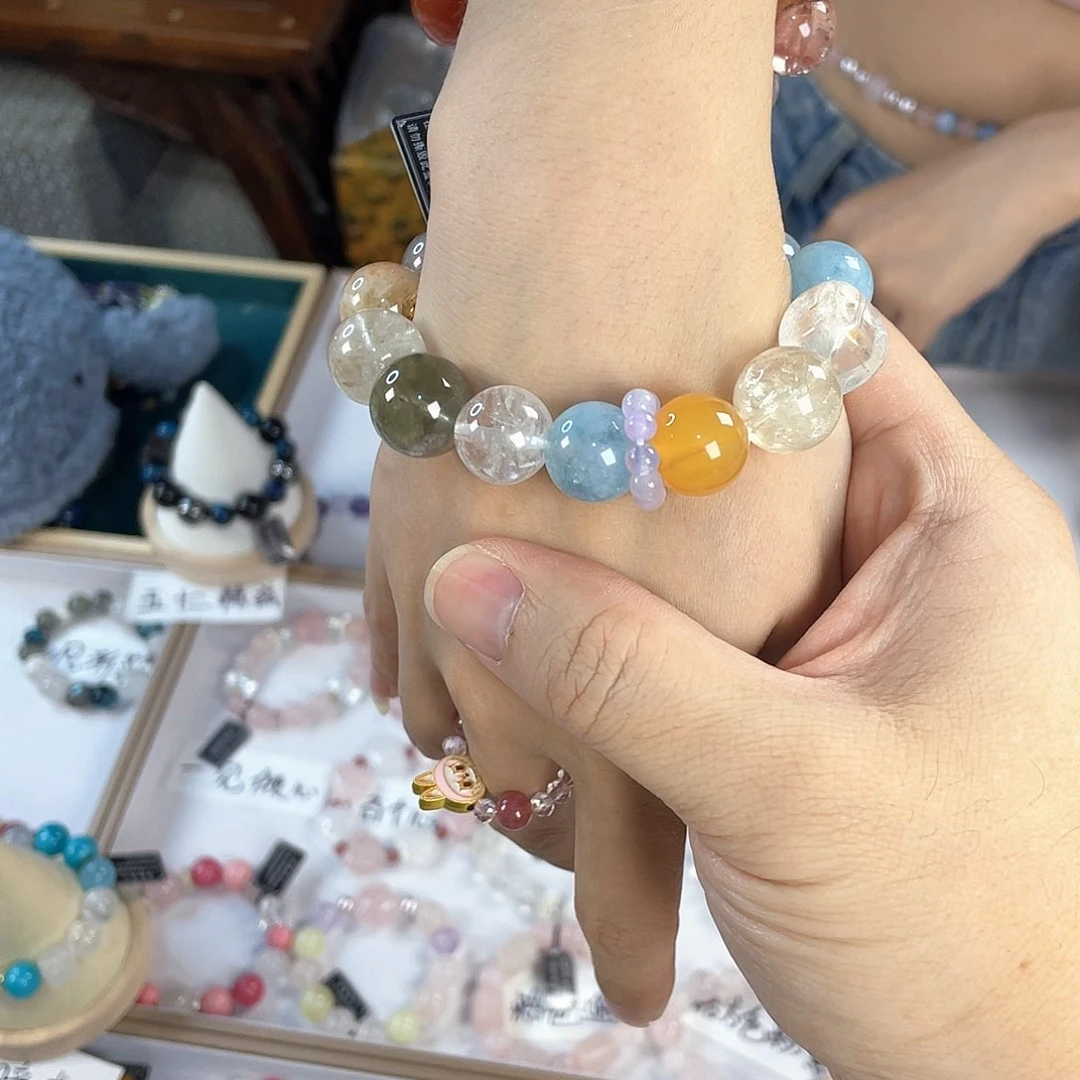水晶手链银S925镀金镶嵌