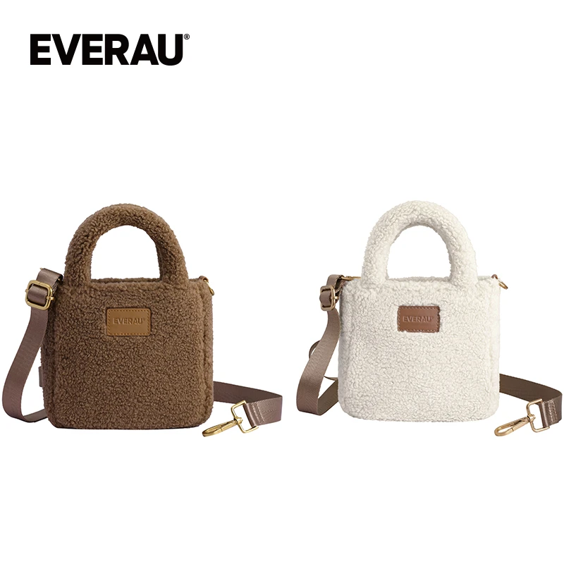 EVERAU秋冬新款手提包泰迪毛毛绒手包斜挎包时尚休闲百搭EAA017